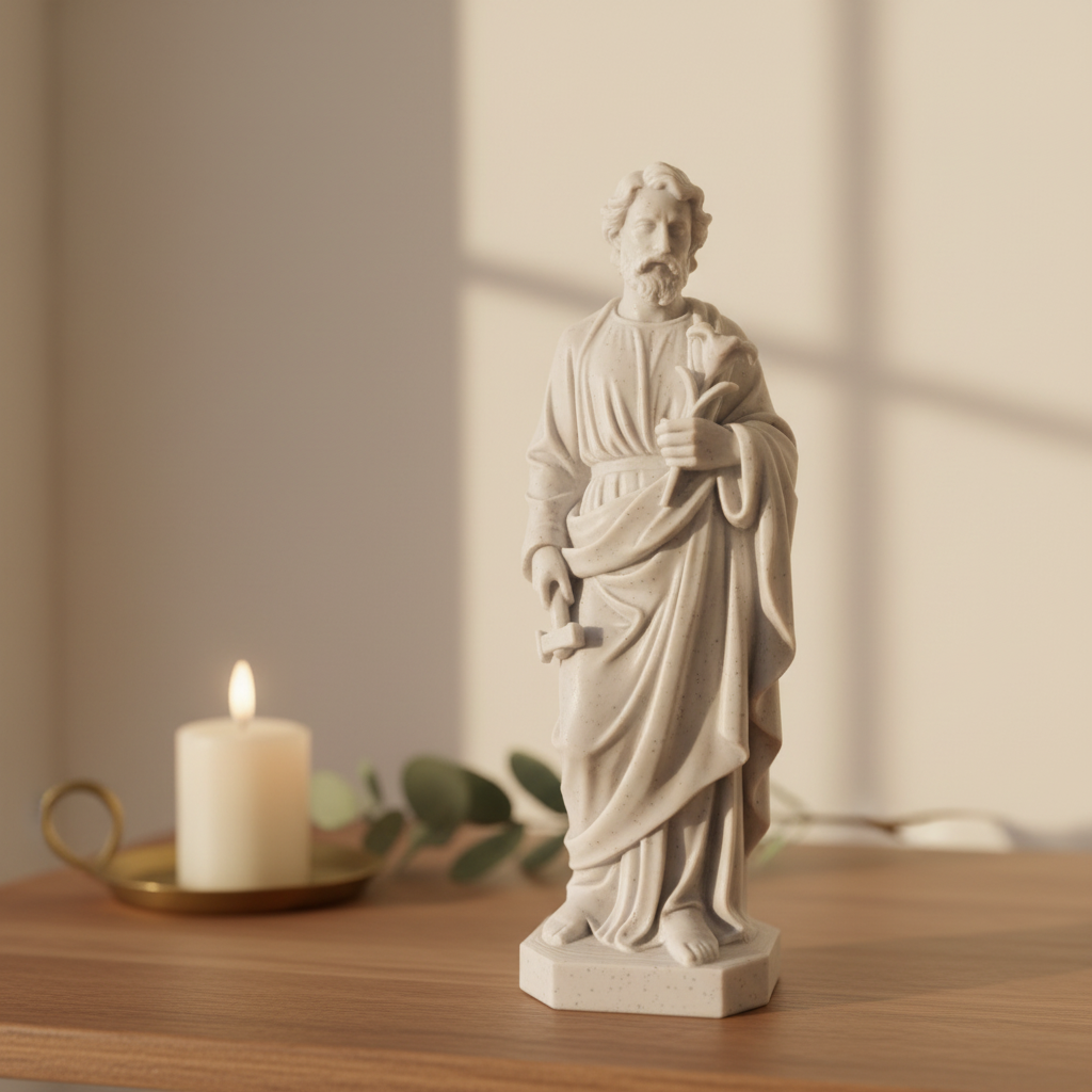Saint Joseph the Worker Statue in serene setting